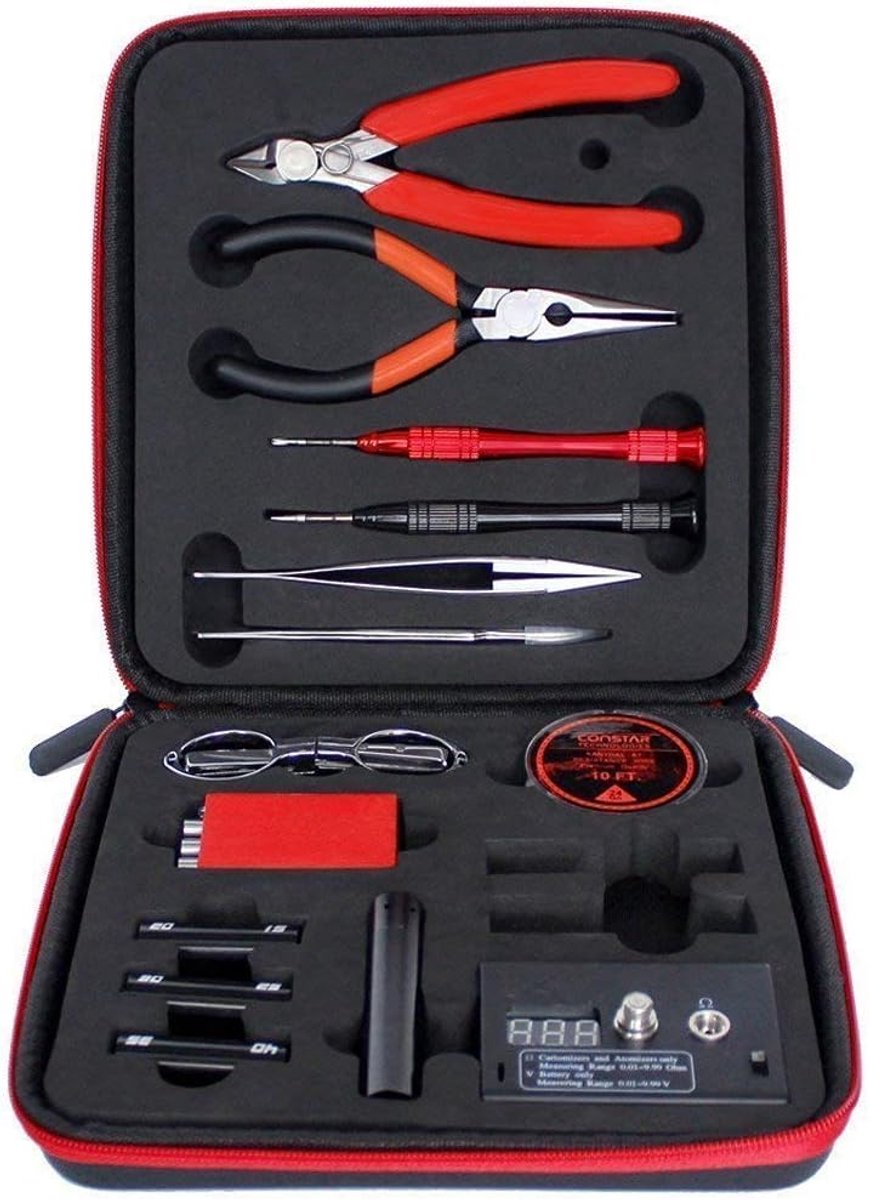 Jig Coil Tool Kit DIY gereedschap E-C wikkelaccessoireset, compleet pakket met ohm meter, bijtang, schaar, schroevendraaier, keramisch/elleboogpincet, met A1 verwarmingsdraad