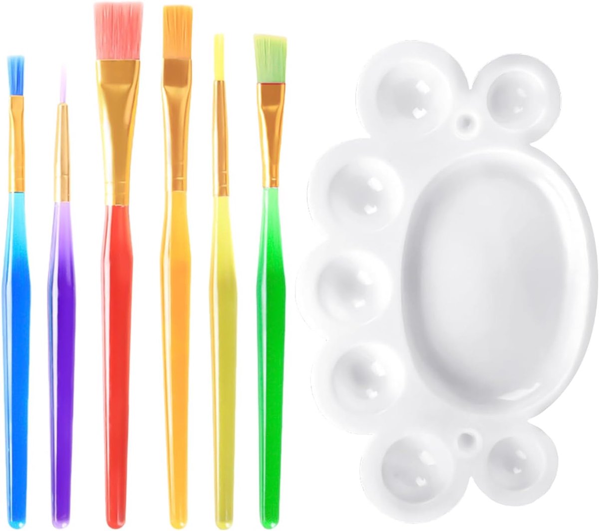 Kwasten set 6 stuks - nylon met aluminium - voor cake decoratie - ideaal voor fondant en glazuur - SnelShoppen