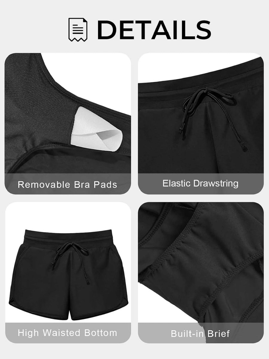 Tankini-set met hoge taille, tweedelig badpak, push-up, sexy, tankini, buikcontrole, dames, 2-delig, met shorts, grote maat, tweedelige sportbikiniset