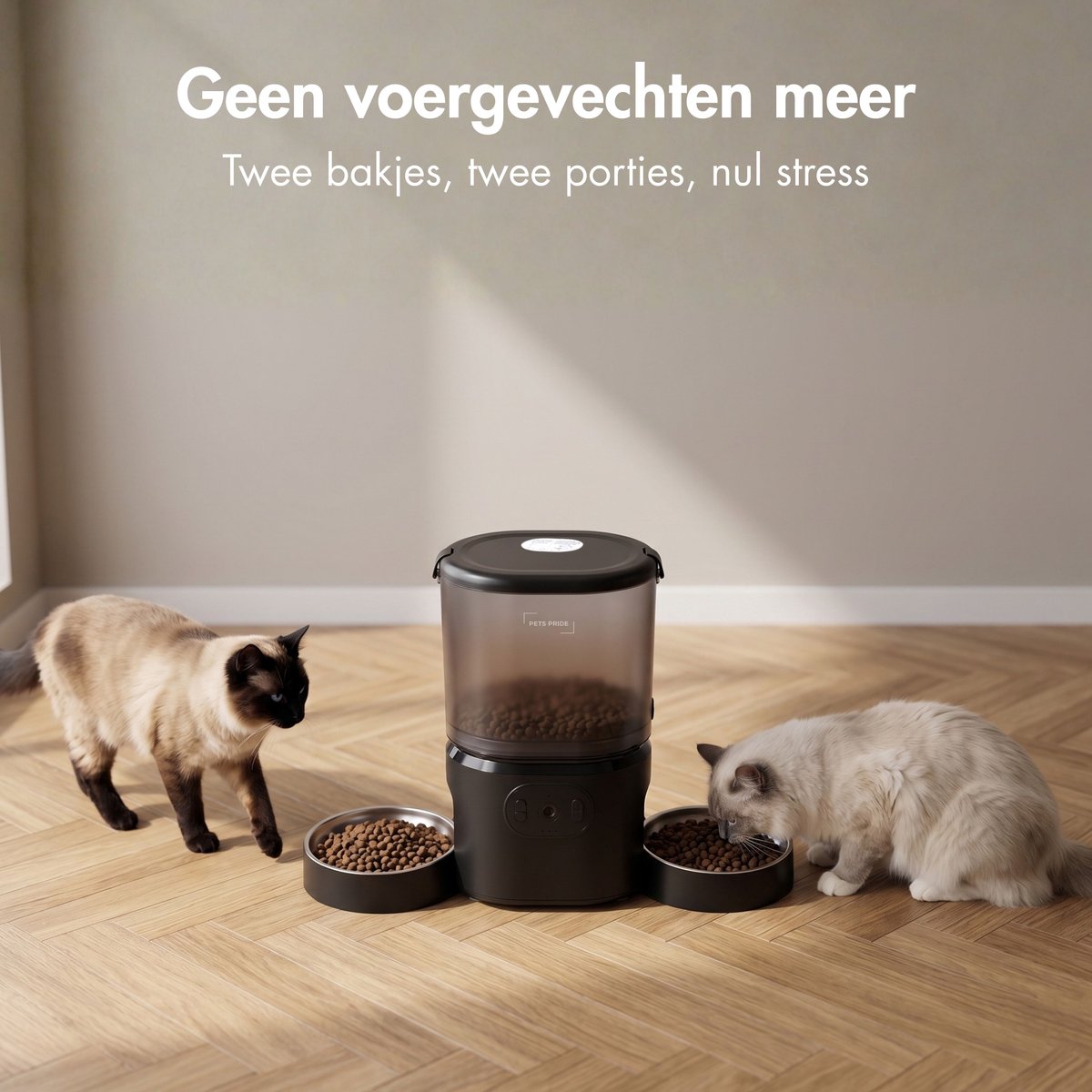 Pets Pride Automatische Voerbak Kat en Hond – Voerautomaat Kat met Full HD Camera – Voor 2 Katten – Dubbele RVS Voerbak – Night Vision – Voerdispenser – 5L – Zwart thumbnail 5