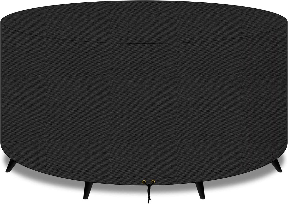 SnelShoppen - Grote Ronde Tuin Tafel Meubelcover 420D Oxford Stof Waterdicht Winddicht UV-Bestendig Tuin Covers 163x70cm Zwart voor Buitenterras Set