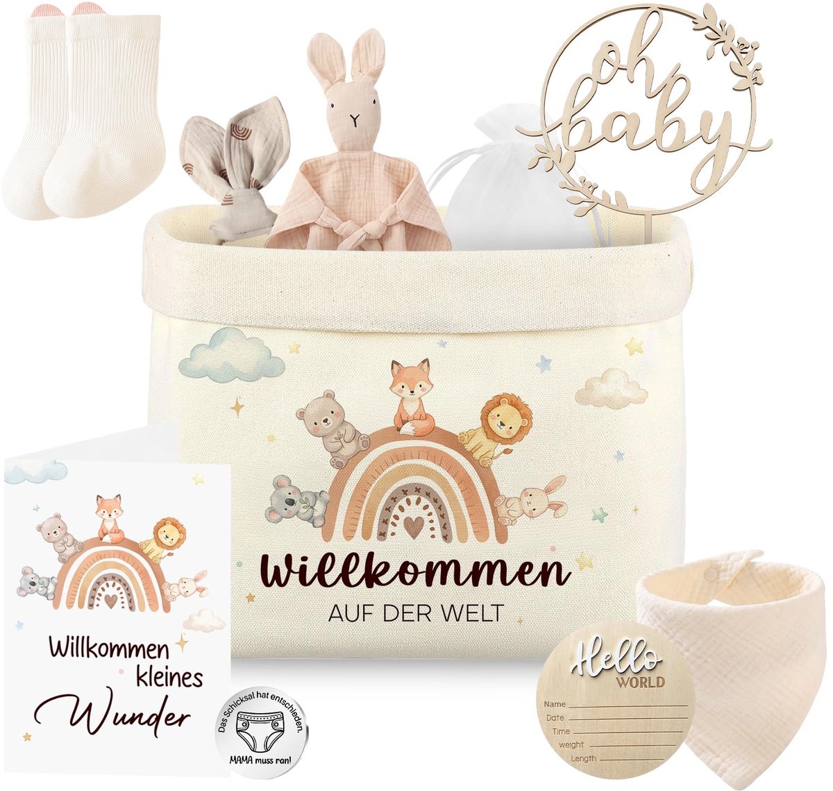 SnelShoppen - Babycadeau, 10 stuks luiertas voor jongens en meisjes, multifunctioneel, waterdicht, trendy design, perfect voor babyshower of kraamfees