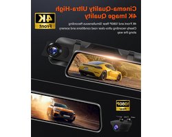 Achteruitrijcamera Spiegel - Dashcam Voor Auto - Veilig Rijden - 4K Ultra HD Resolutie - 10 Inch Touchscreen - Zwart