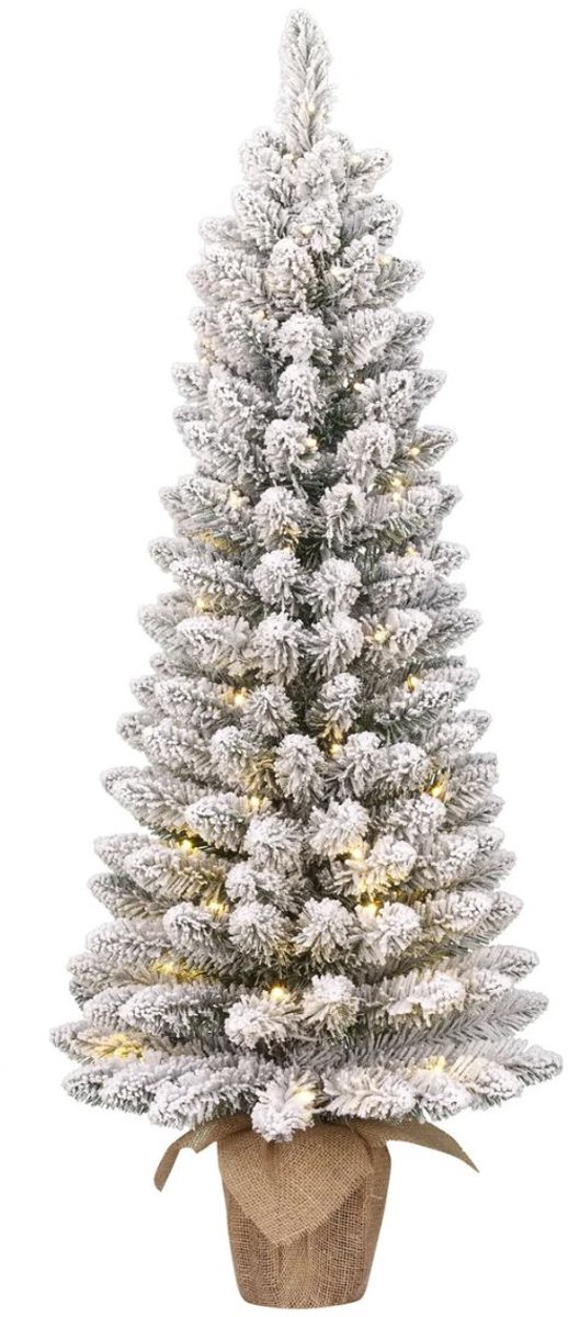 Black Box Trees Gerlos Kunstkerstboom met Verlichting - Kunstboom H120 x D51 cm - Kunst Kerstboom met Besneeuwde Takken - Kerstdecoratie voor Binnen - 166 Tips - Groen