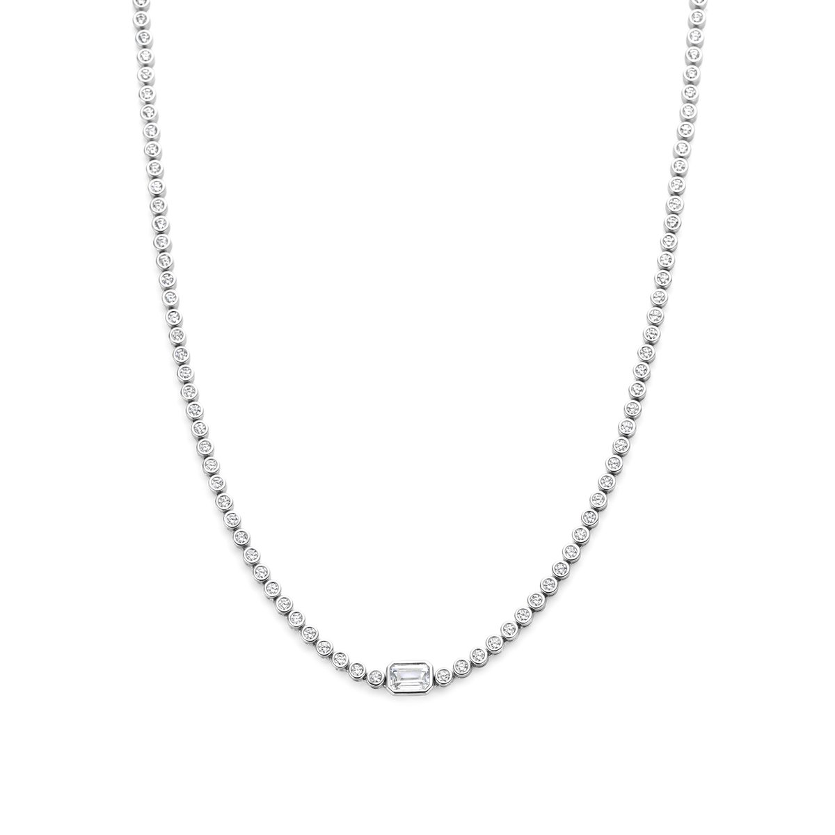 TI SENTO Dames Ketting - 925 zilver - Zirconia wit - Maat 42 - 34053ZI