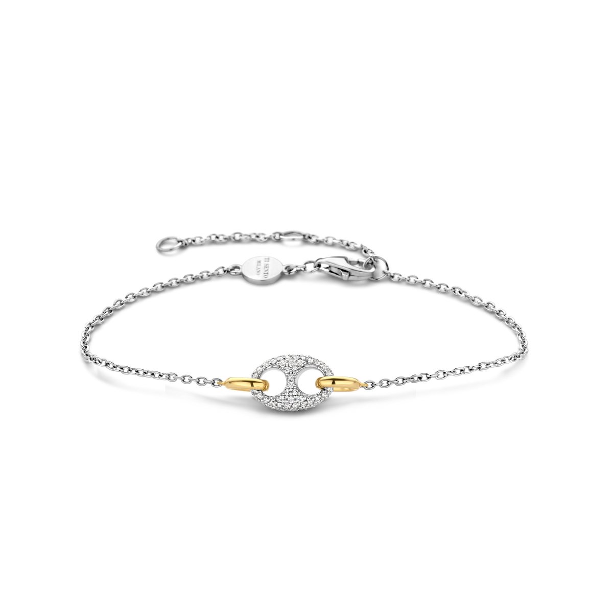 TI SENTO Dames Armband - 925 zilver - Zirkonia met geel verguld - 2982ZY
