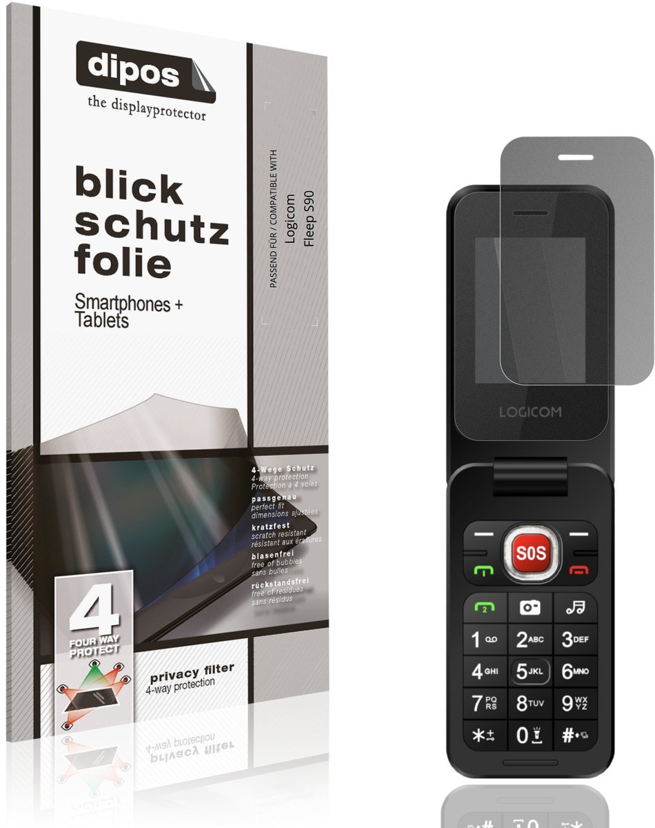 dipos – Matte Privacy Screenprotector geschikt voor Logicom Fleep S90 | Anti-Spy Beschermfolie
