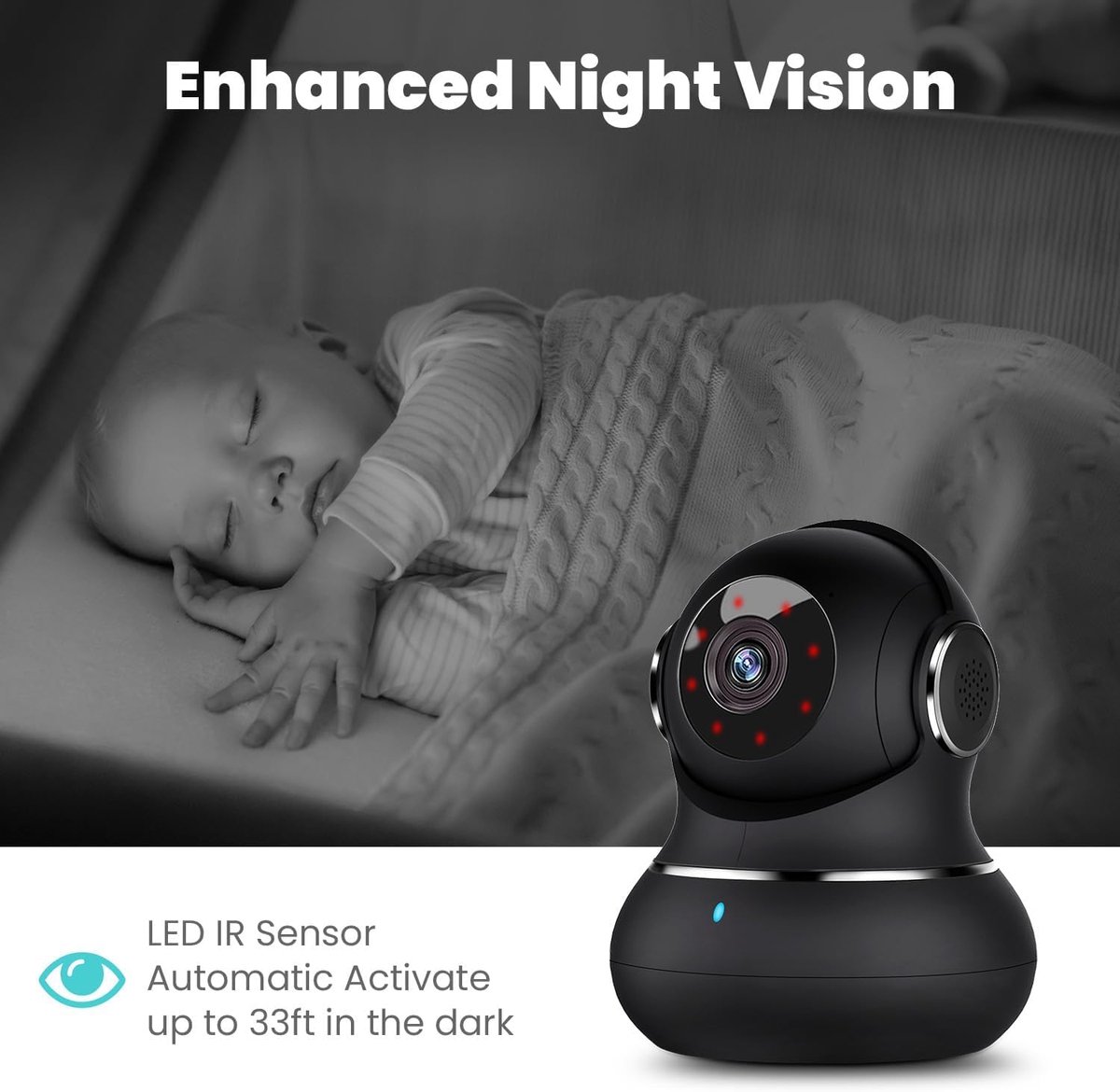 Smart Camera - Beveiligingscamera Binnen - Huisbewaking - 360 Graden Bewegingstracking - 2K Resolutie - Zwart