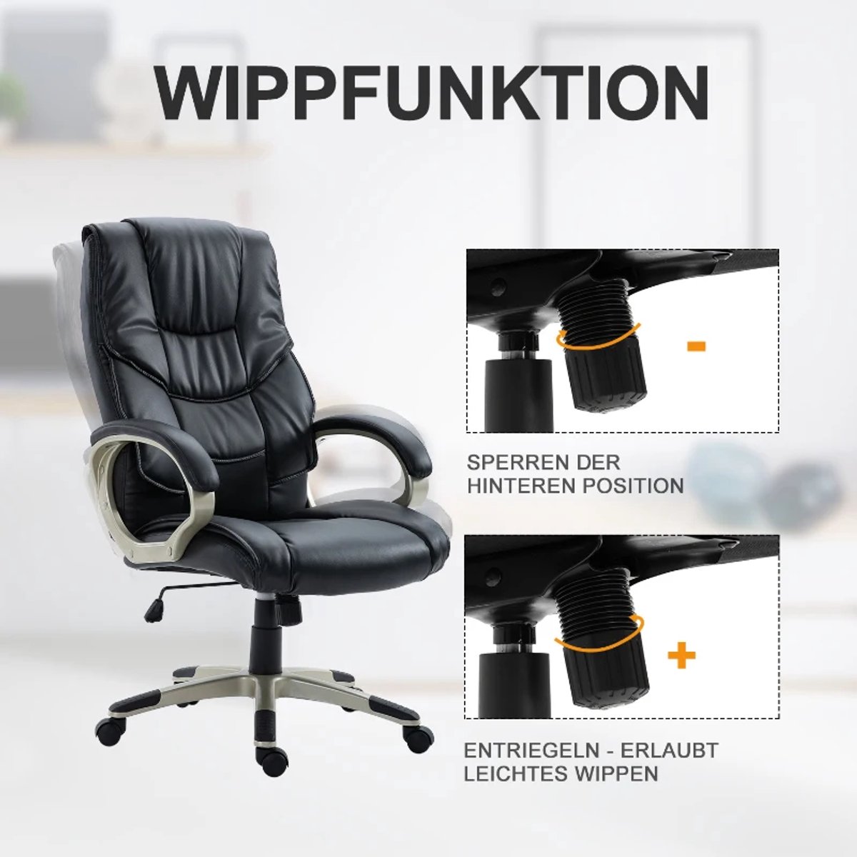 Exoluxe Ergonomische Bureaustoel met Schommelfunctie, Hoge Rugleuning thumbnail 5