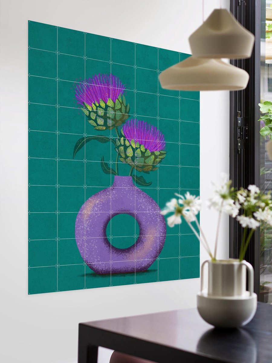 IXXI Artichoke In A Vase, Raissa Oltmanns - 60 x 80 cm - Gratis ophangtool - Grote wanddecoratie en posters - Pop art, Modern, Geometrische Kunst