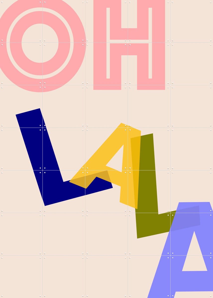IXXI Oh Lala, Hej.Ibiza - 100 x 140 cm - Gratis ophangtool - Grote wanddecoratie en posters - Kleurrijk, Geometrische Kunst, Typografie, Pop art