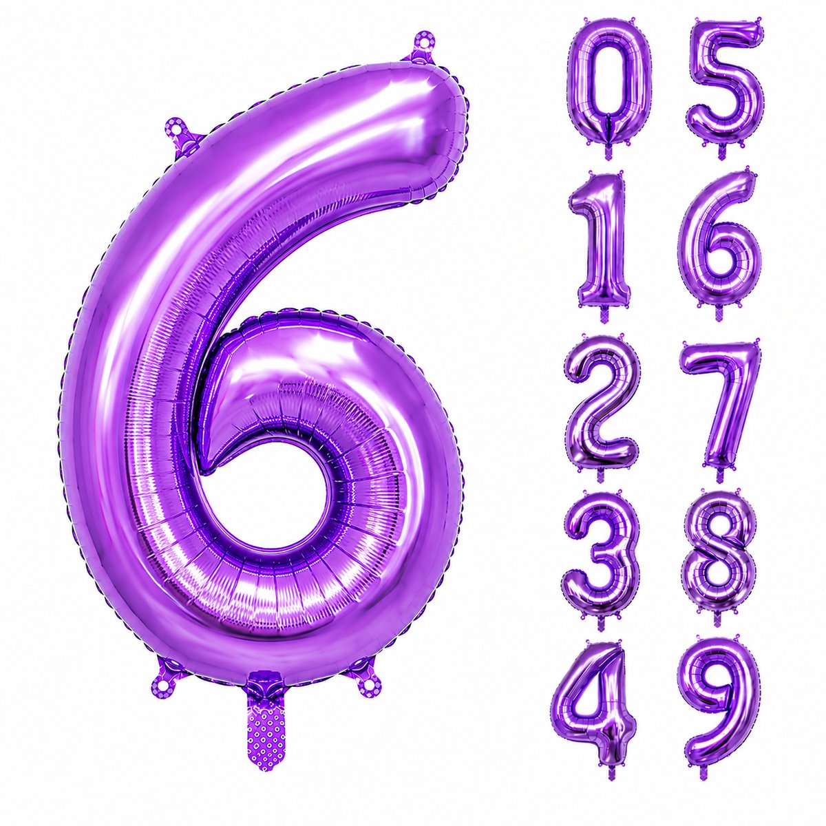 Fienosa Paars Cijfer 6 Ballon 101 CM - Nummer 6 - Cijferballon - XL Folieballon - Helium Ballon - Feestversiering - Verjaardag - Leeftijd - Getal
