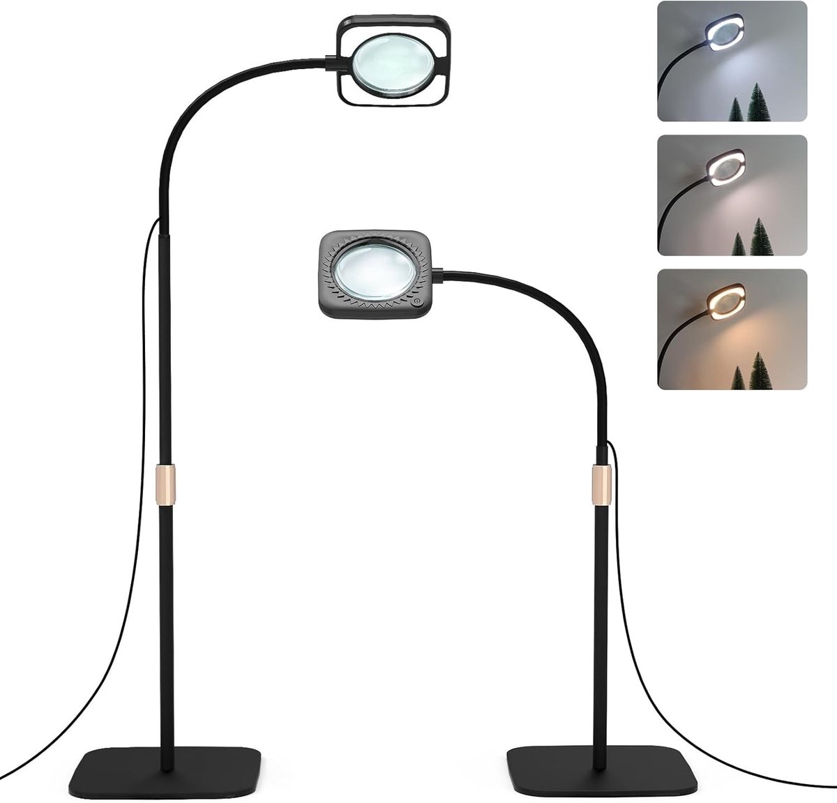 Vergrootglas met licht en standaard - Wit - Met 8-voudige vergroting - Voor lezen, hobby's en knutselen