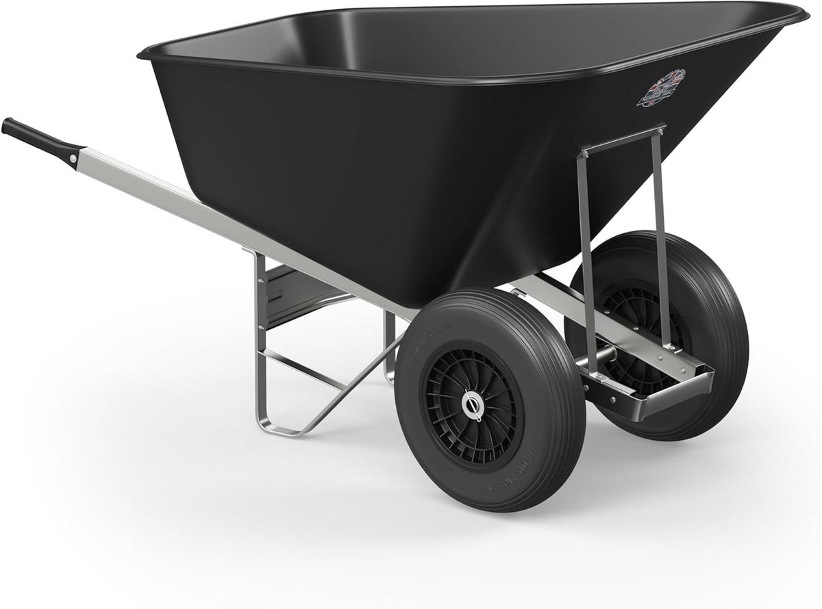 Kruiwagen 200 liter - Kunststof kruiwagen Stal kruiwagen - Zwaar tuinwerk - Lekbestendige dubbele banden