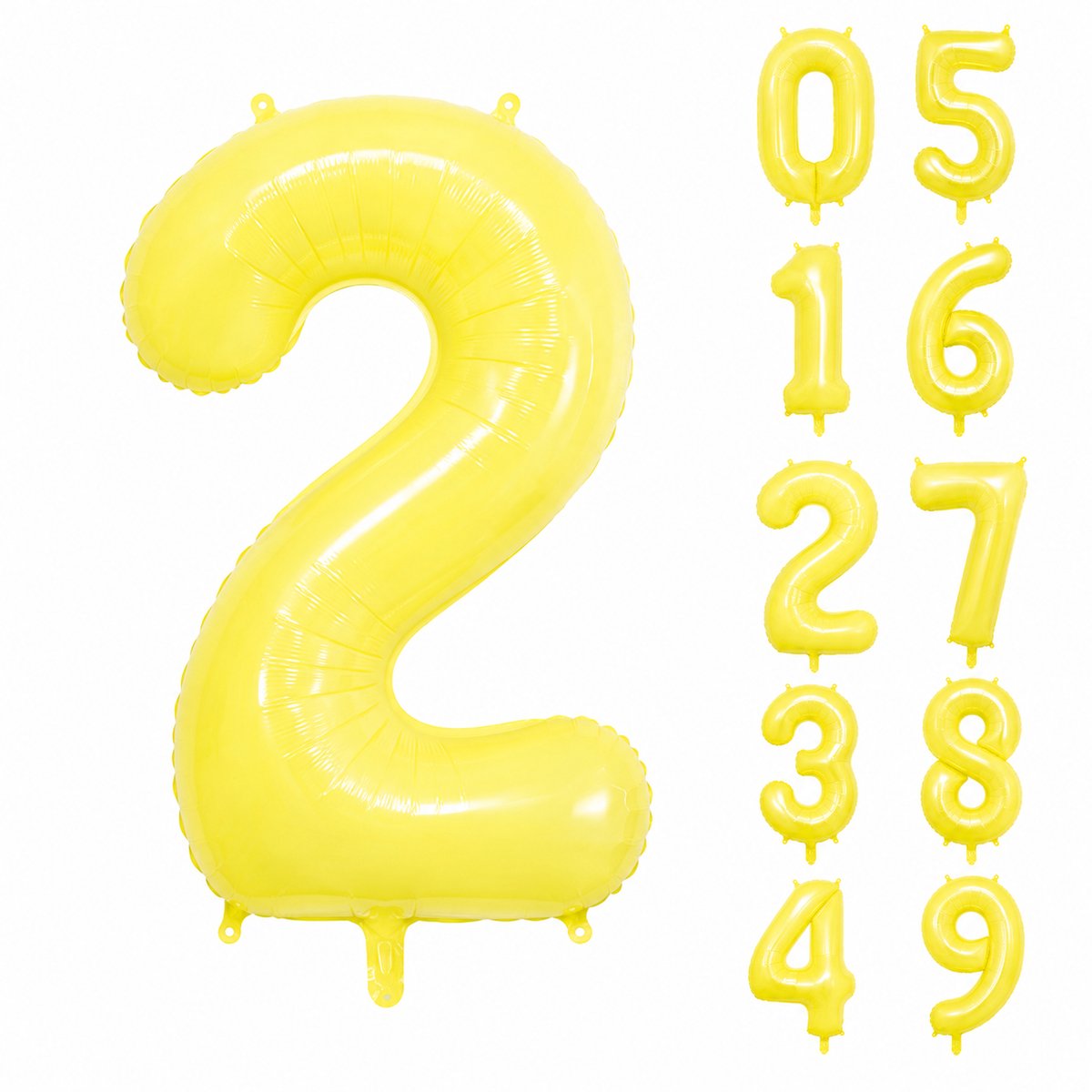 Fienosa Geel Cijfer 2 Ballon 101 CM - Nummer 2 - Cijferballon - XL Folieballon - Helium Ballon - Feestversiering - Verjaardag - Leeftijd - Getal