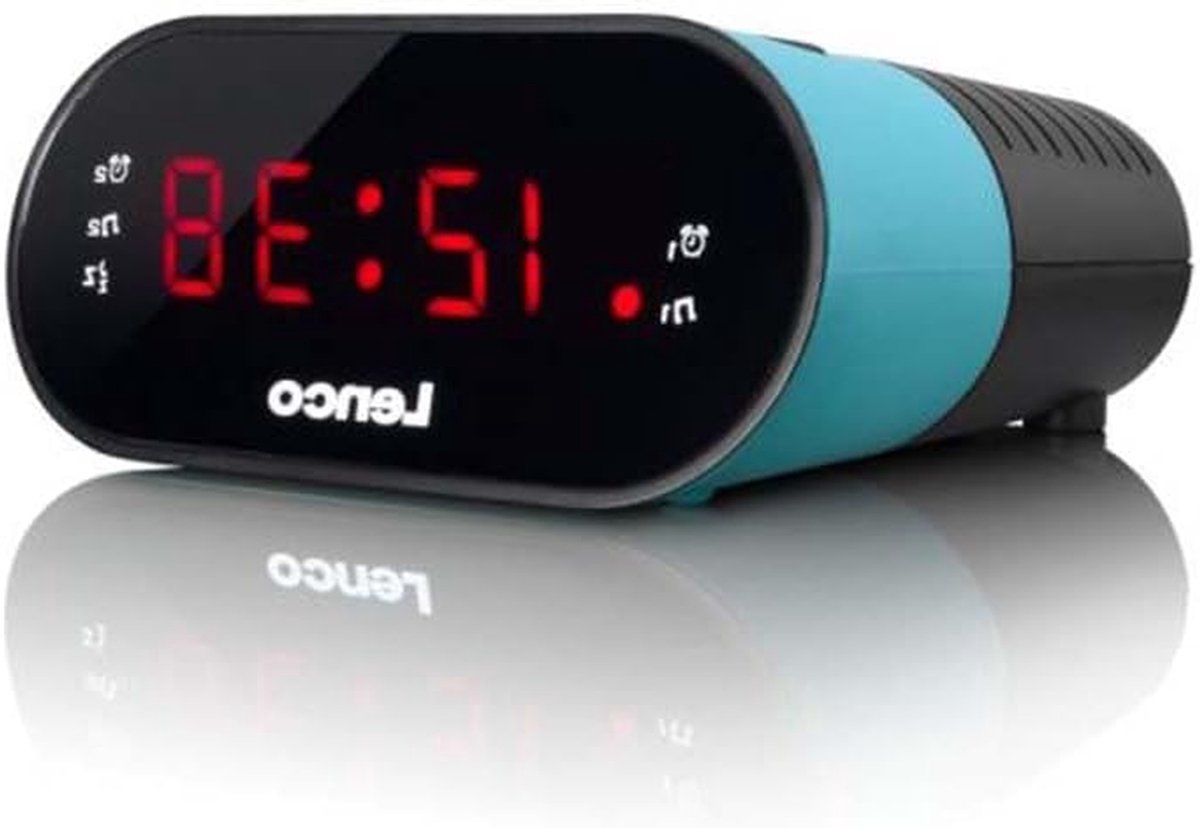 Wekkerradio met FM - Klokradio LED - Wakker Worden - Dubbel Alarm - Gangreserve - Blauw Wit