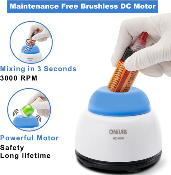 Mini Wervelmixer - Laboratorium Schudder - Vloeistoffen Mengen - Touch Bediening - 50 ml - Blauw van MINI — afbeelding 5