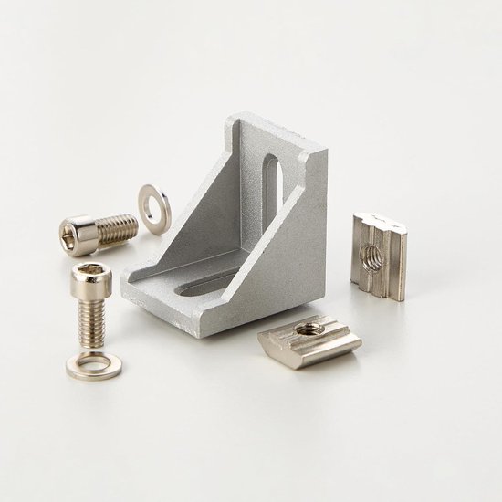 aluminium hoekhoeken voor aluminium profiel, 40 x 40 mm, hoekconnector, bevestigingsmateriaal voor 3D-printers, CNC- en doe-het-zelf — afbeelding 3