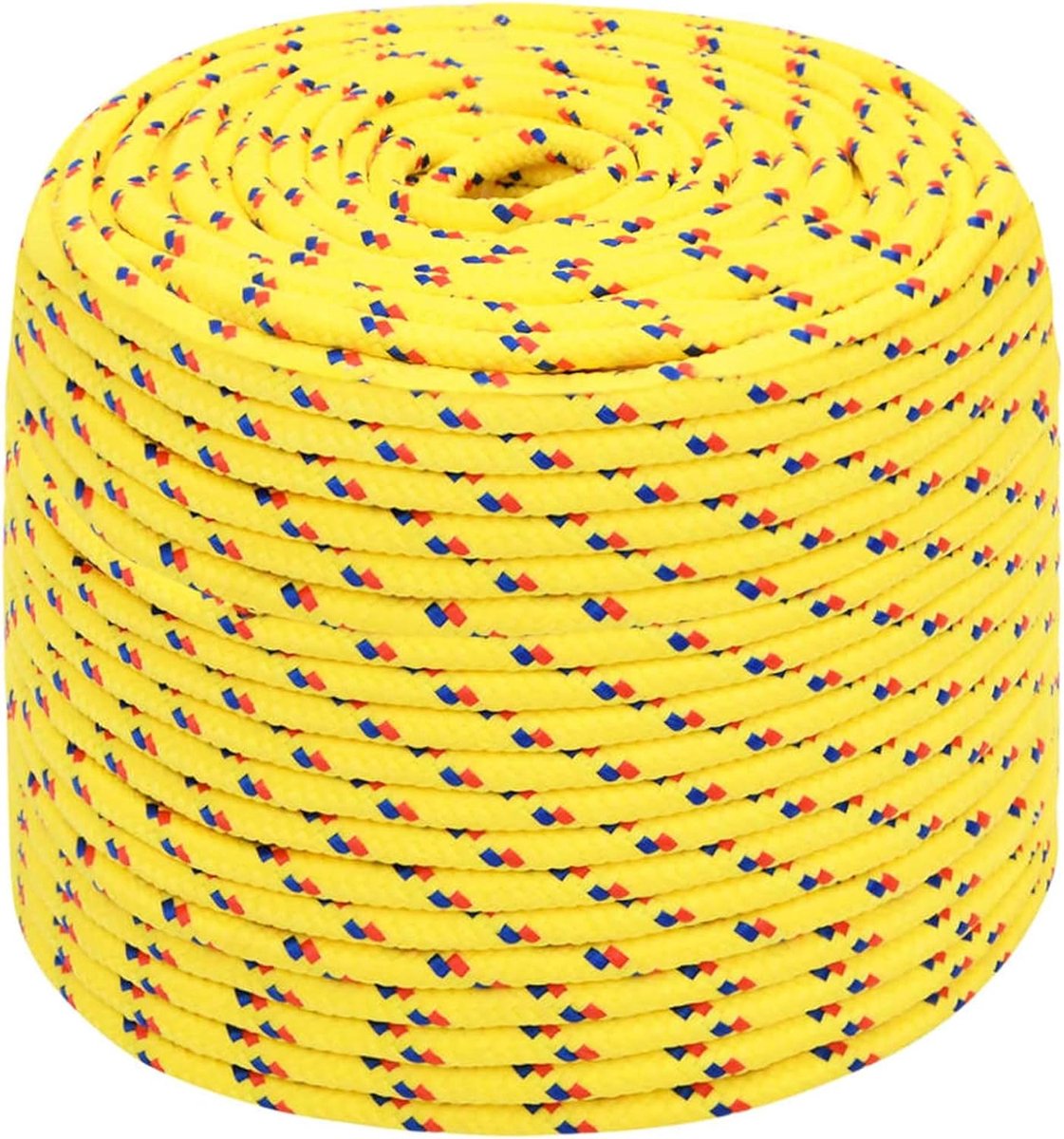 Boottouw, geel, 10 mm, 50 m, polypropyleen, ankerlijn, aanzettouw, outdoortouw, polypropyleentouw voor gebruik op zeilboten, boten of jachten
