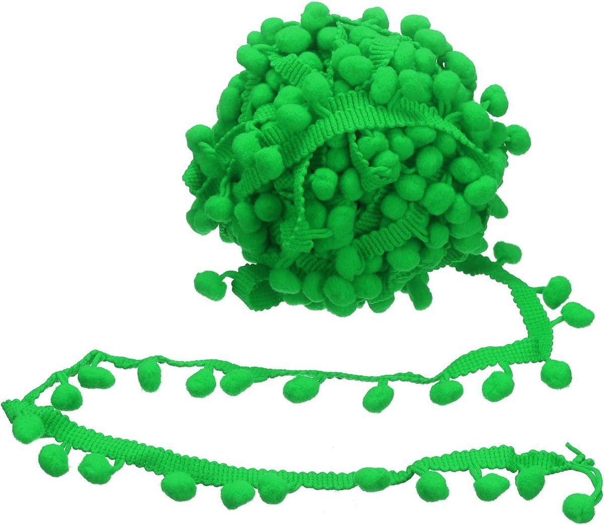 2,7 m pompons, 1,2 cm brede band, franjes met pompon, kant, naaiaccessoires, doe-het-zelf decoratie, kussens, gordijnen, kleding, handwerk (lichtgroen)