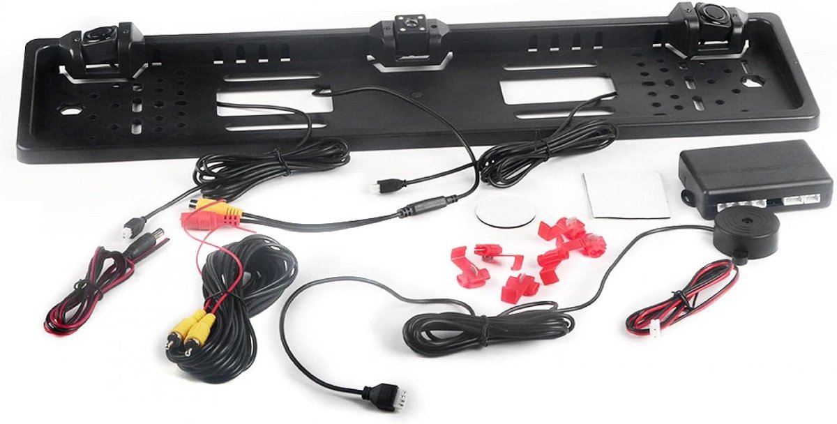 Nummerplaat Frame 12LED Camera Achteruitrijscherm Parkeersensor Achteruitrijsysteem Kit Auto Accessoires: