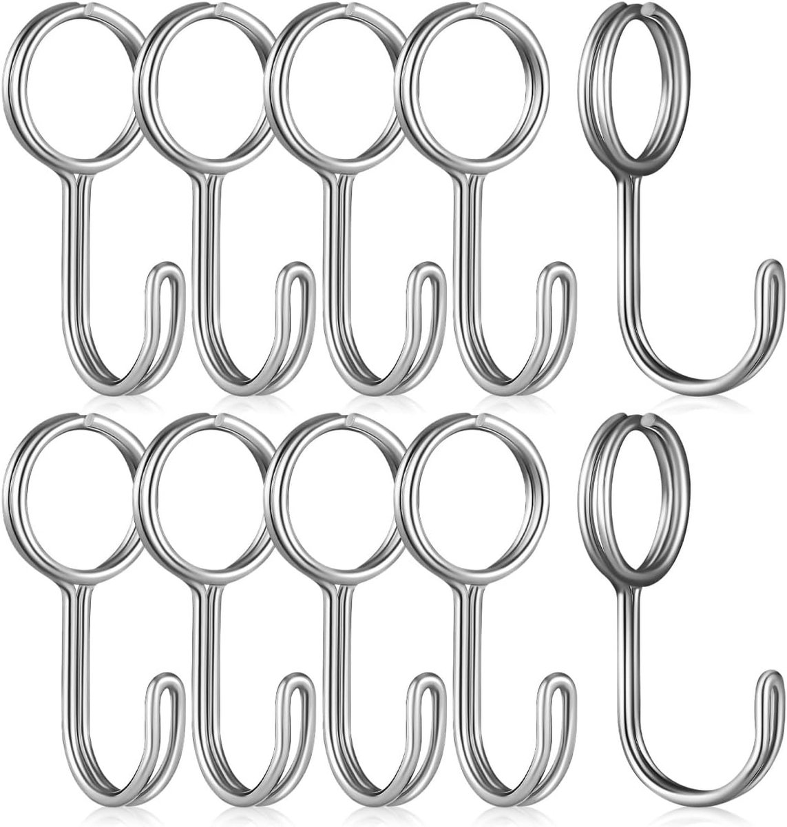 Haken, roestvrij staal, gespleten ringen, haken om op te hangen voor keukenaccessoires, tuinieren en huisorganisatie