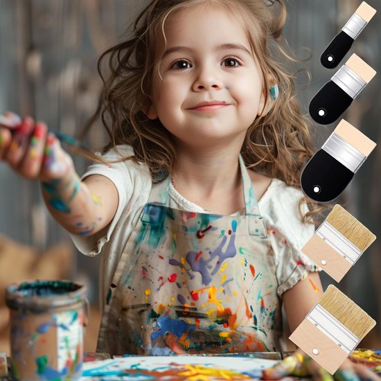 5 platte penselen van nylon, platte kwast voor acryl- en olieverf, met houten handvat, 5 maten, ideaal voor aquarel, gouache en muurschildering — afbeelding 4