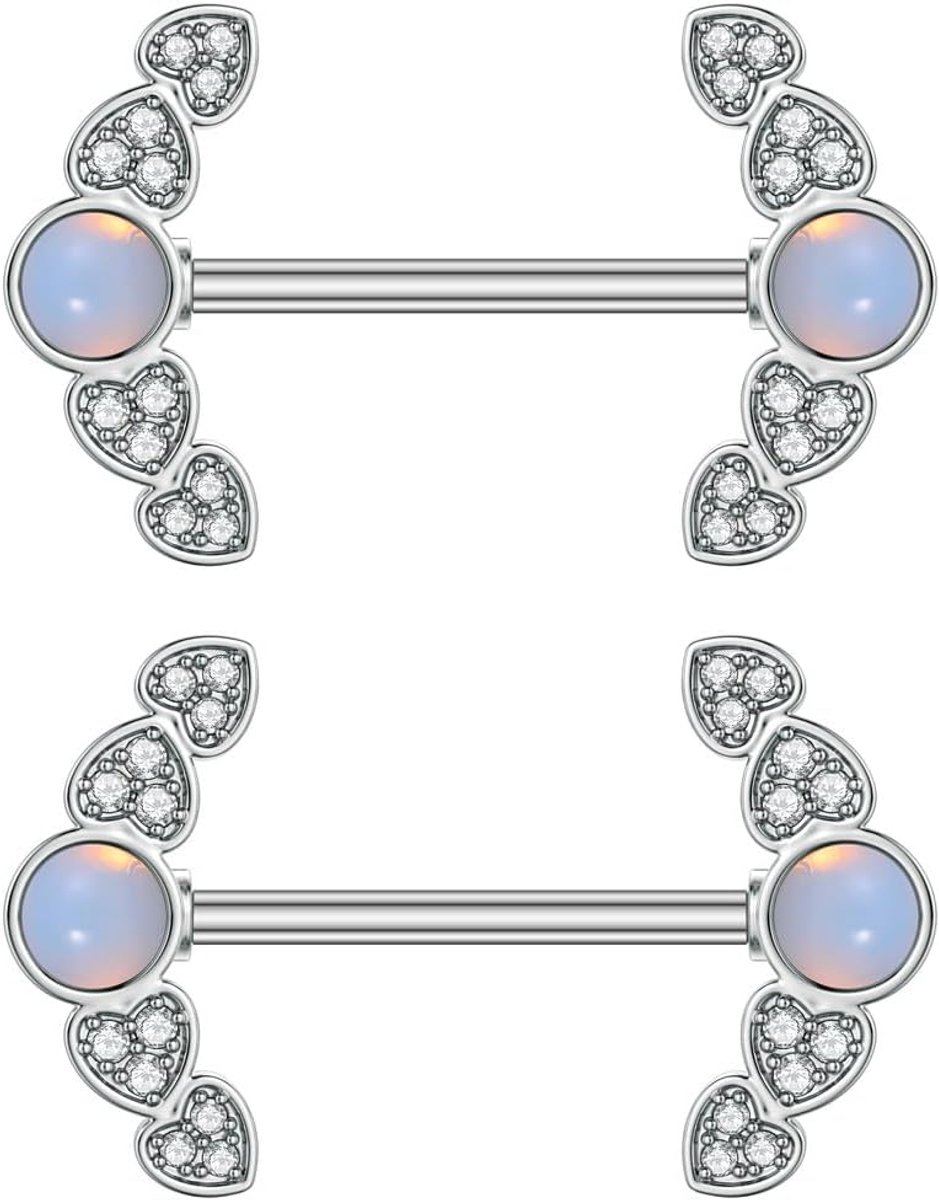Barbells Tong Ring - Hypoallergene RVS Body Piercing Sieraden voor Vrouwen, Halve Maan & Hartontwerpen