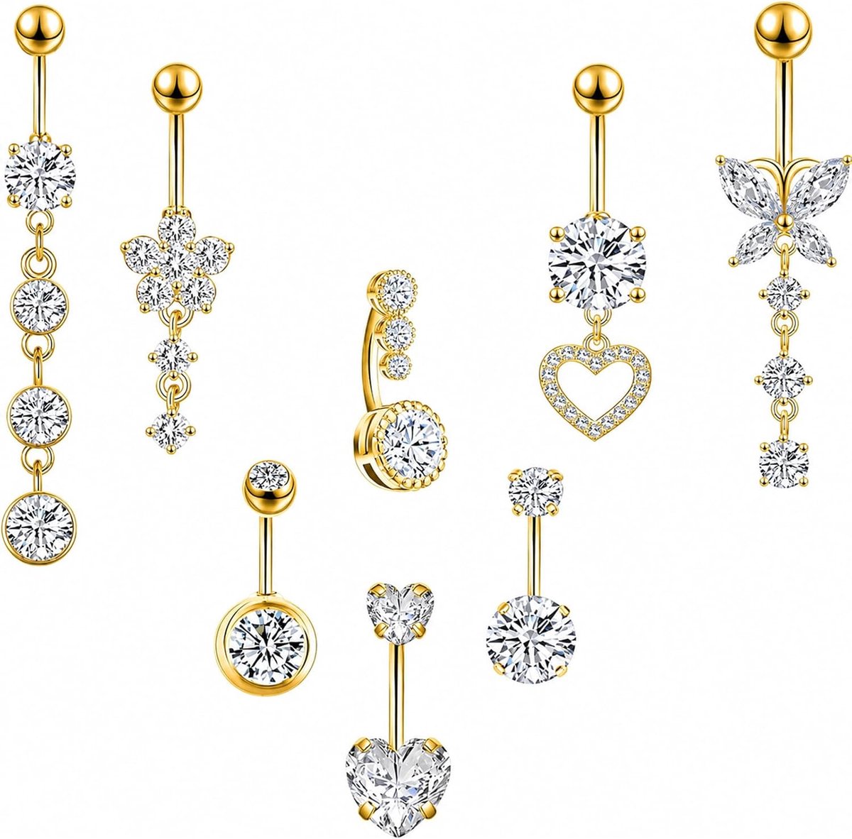 Chirurgisch Staal, Navelpiercing Goud, 14G Roestvrij Stalen Navelpiercing, Piercing Navel Sieraden