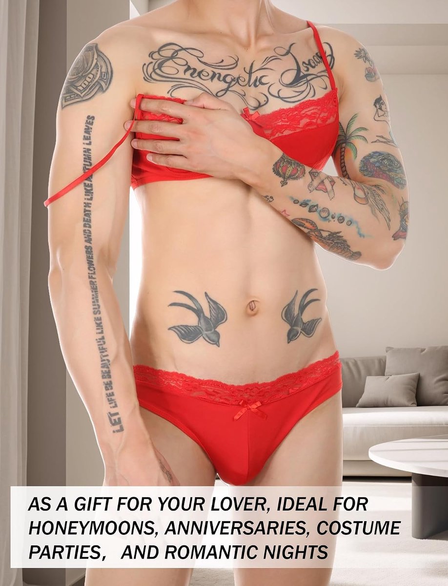 Sissy Sexy Kanten Lingerie Set BH en Slipje Lichtgewicht Set Gekruiste Gay Lingerie BH en Slip Kant Slipje S-XXL