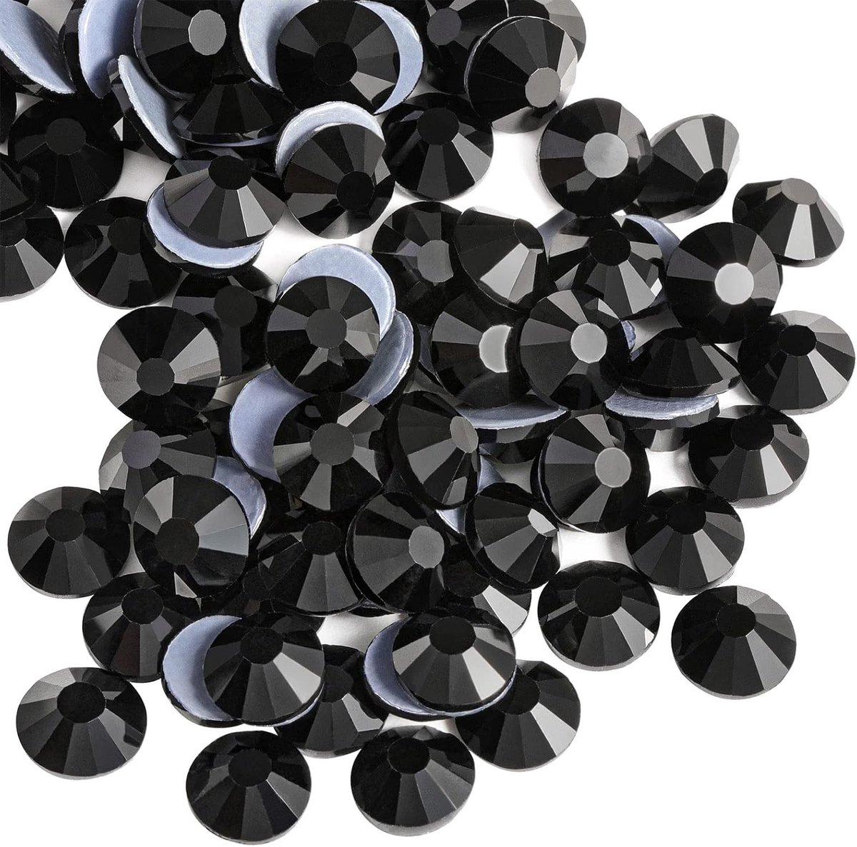 Strassteentjes, hitteefix strass-steentjes om te knutselen, hotfix kristallen ronde edelstenen, zwart, SS16, 3.8-4.0mm | Zwart glas strass, voor kleding, voor ambachten, doe-het-zelf decoratie