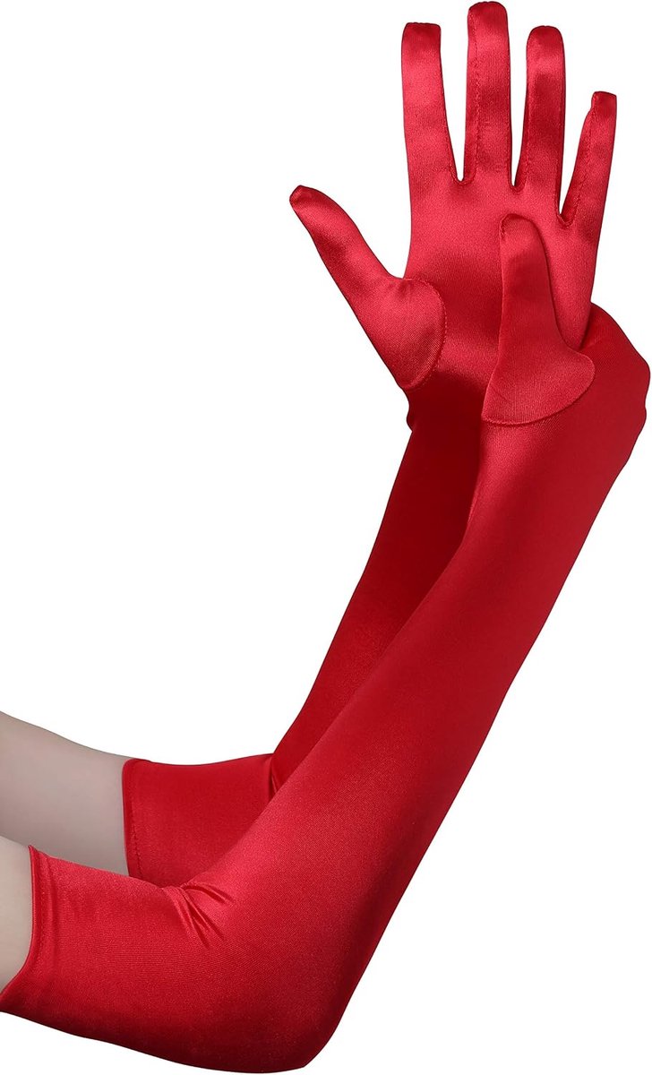 Handschoenen, satijn, opera, feest, Audrey Hepburn handschoenen, 1920-stijl, elastisch, voor volwassenen, maat elleboog tot pols, lengte 52 cm