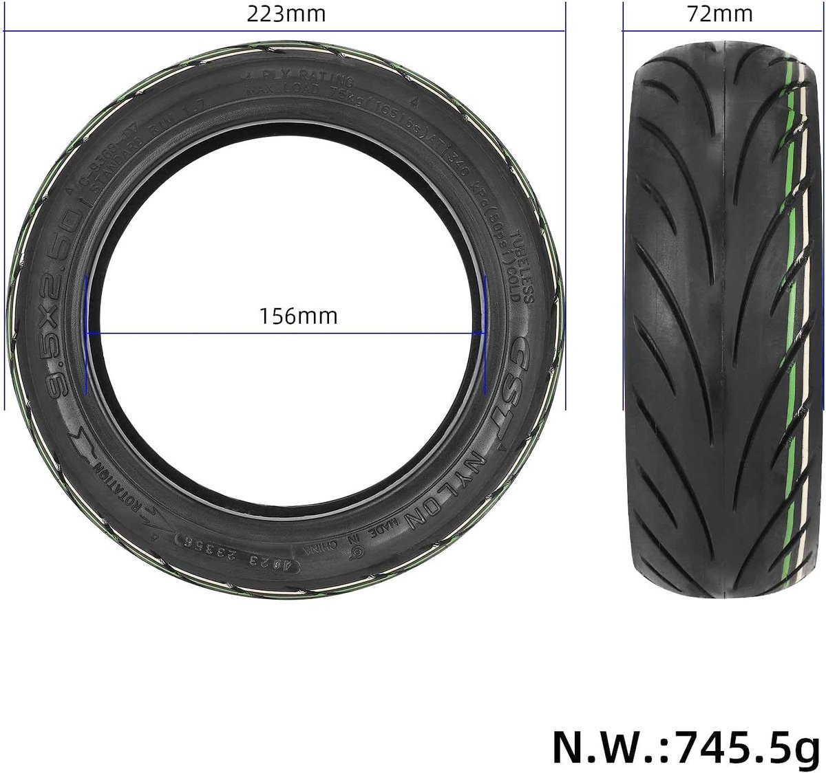 9,5 x 2,50 Zelfherstellende banden voor NIU KQi3 Sports/Pro/Max elektrische scooters, 9,5 inch tubeless banden lekvrije zelfherstellende reservewielen, met ventieldop (Zelfherstellende*2) – foto 3