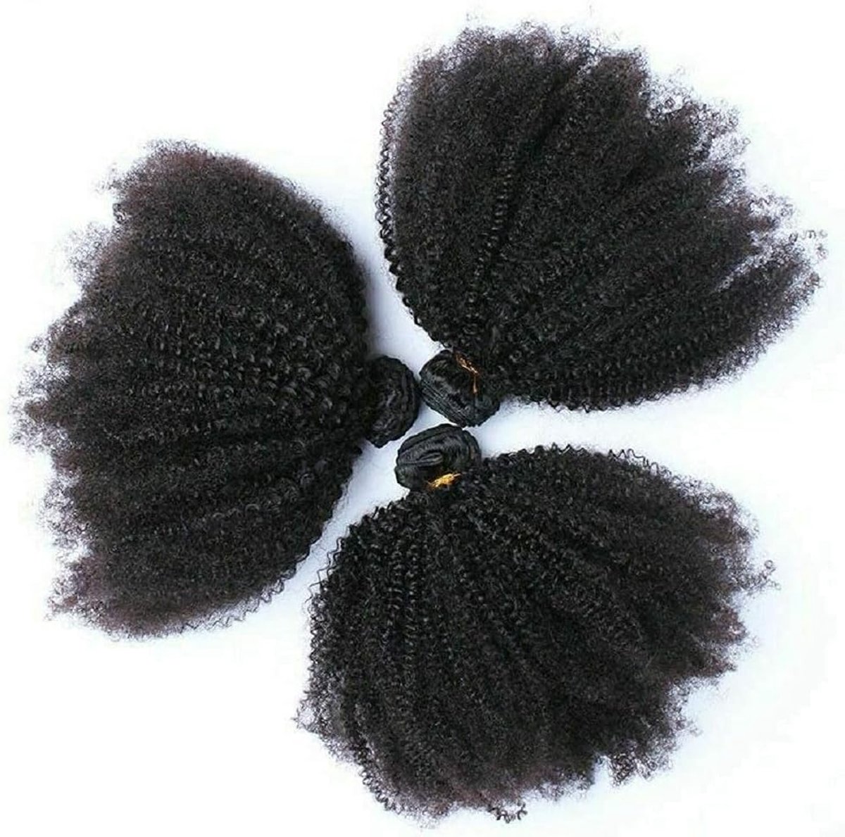 kinkys Curly Human Hair 3 Bundles 100% Unprocessed Brazilian Virgin Afro Curly Hair Weave Hair Extension Natural Black Colour (14 16 18 inches)