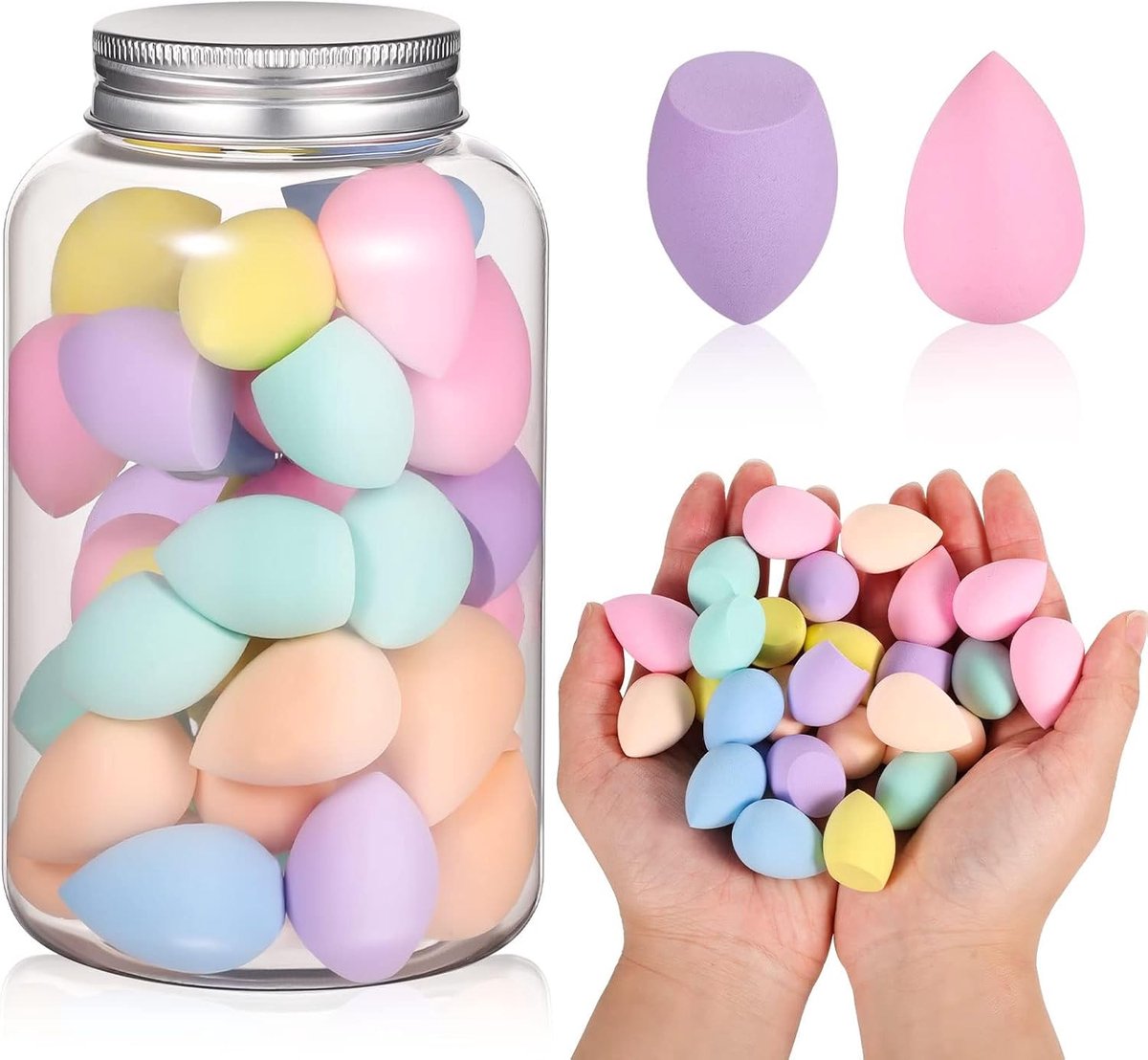 40 stuks make-upsponssenset, mini beautyblender, make-upspons, meerkleurig, beautyblender make-up ei, superzacht, voor foundation, poeder, vloeibare make-up, concealer, nat en droog gebruik