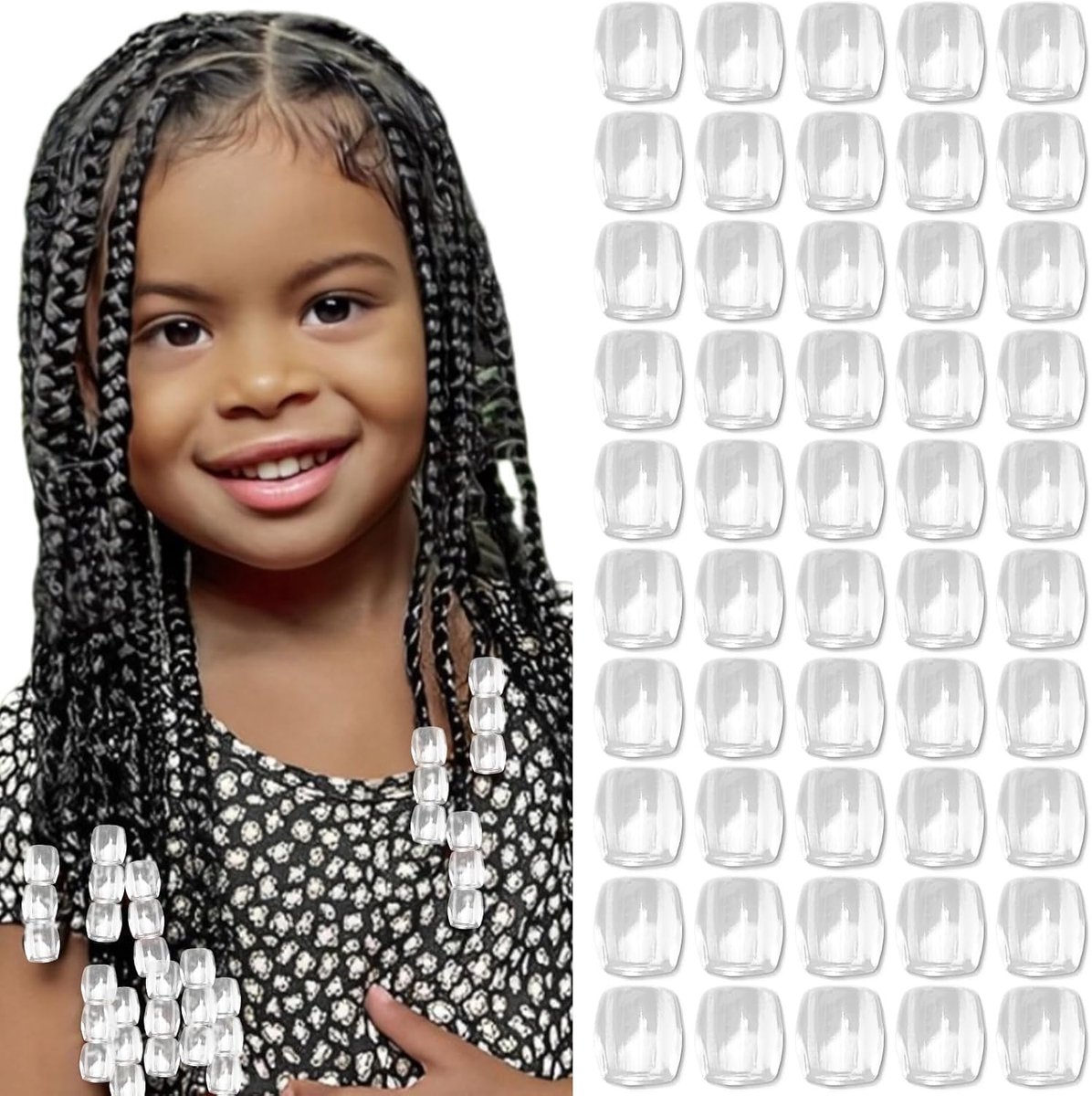 50 stuks doorzichtige haarparels voor vlechten Loc sieraden Grote parels Dreadlock accessoires Zoete acryl pony parels Haardecoratie voor meisjes en vrouwen