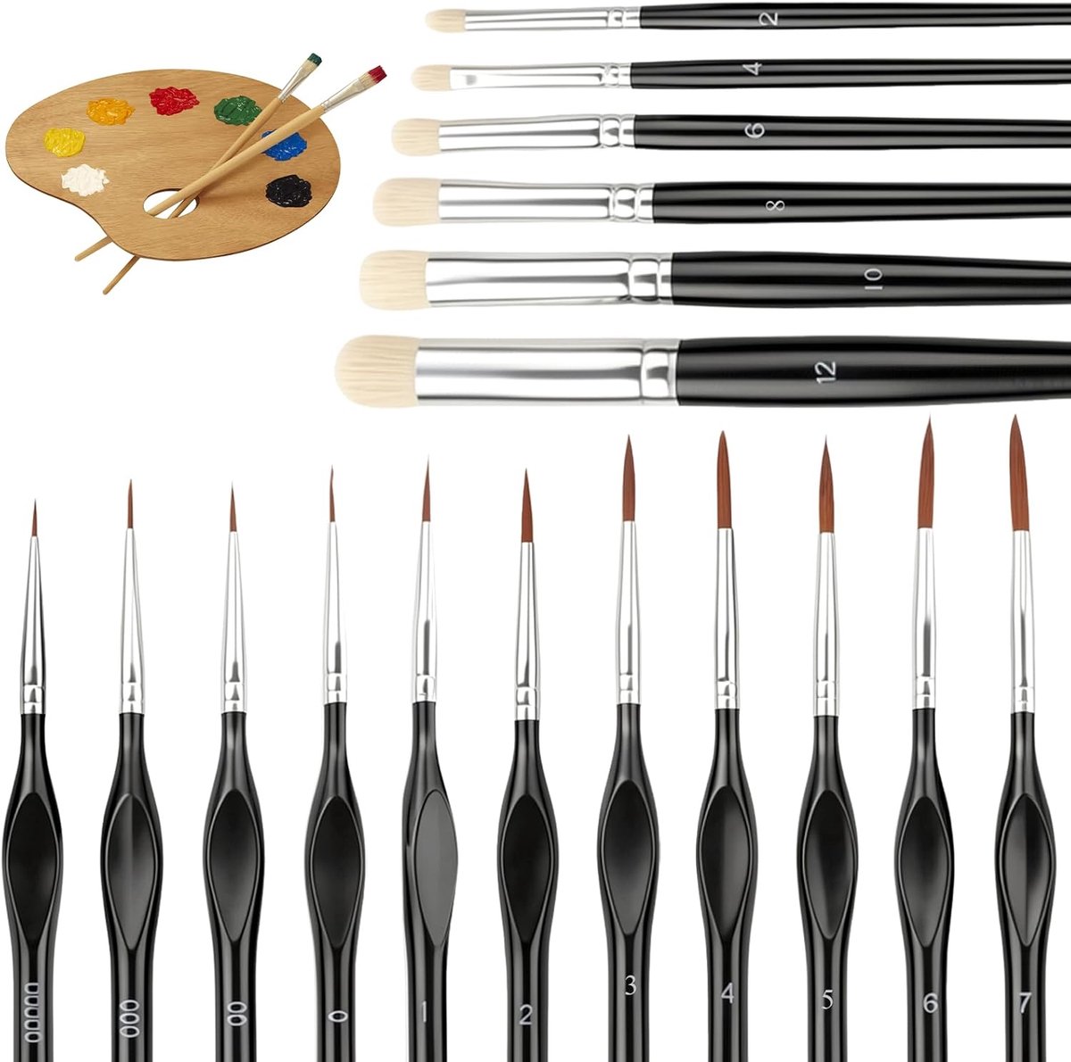 17 STKS Kunstenaar Penseel Set Fijne Detail Penseel en Drybrush Nylon Haar & Driehoekige Handvatten Schilderen Borstels voor Fijne Detaillering Acryl Schilderen Olie Aquarel Nummer Model