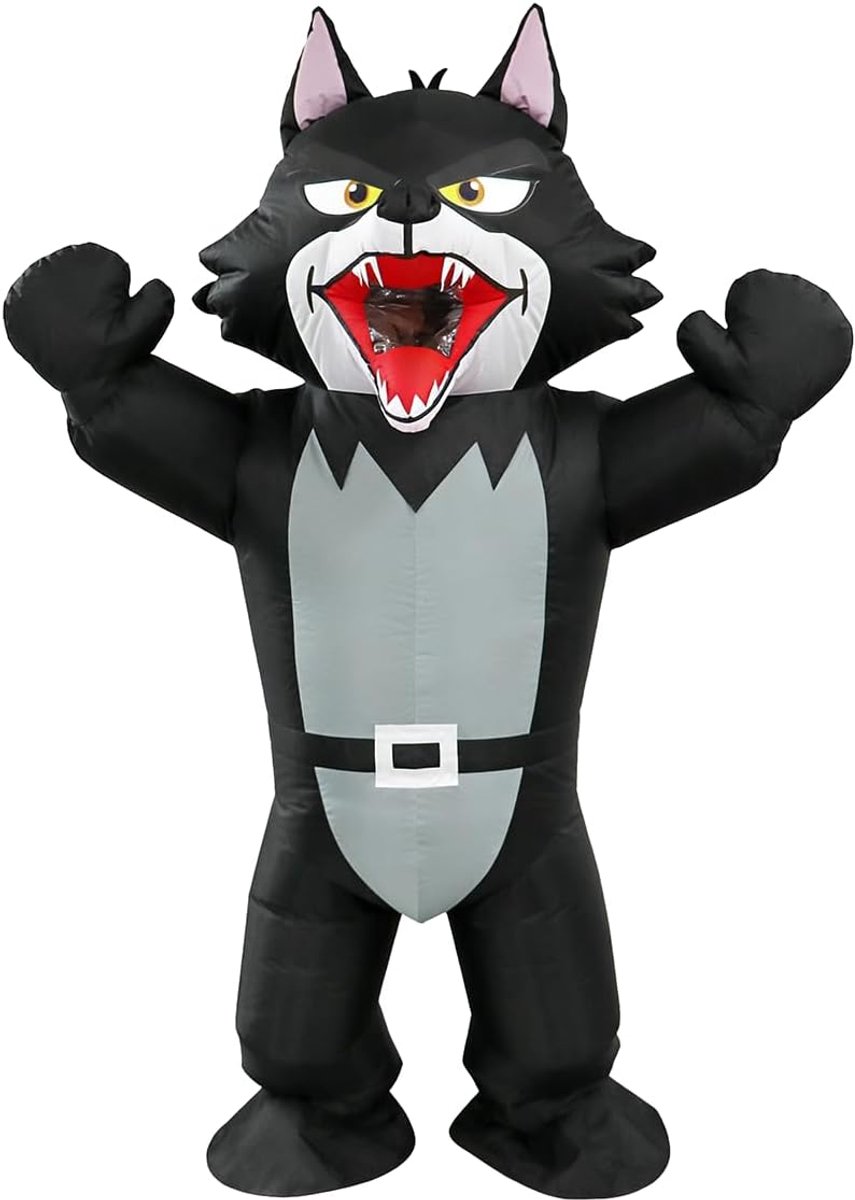 Opblaasbaar Wolfskostuum voor Volwassenen Grote Boze Wolf Opblaasbare Kostuums voor Halloween Kerstmis Carnaval