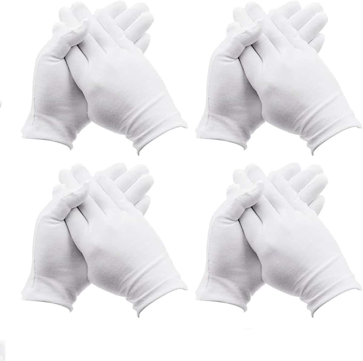 12 paar witte katoenen handschoenen voor droge handen, hydraterend, cosmetica, eczeem, spa en muntensieraden, inspectie, serveerhand
