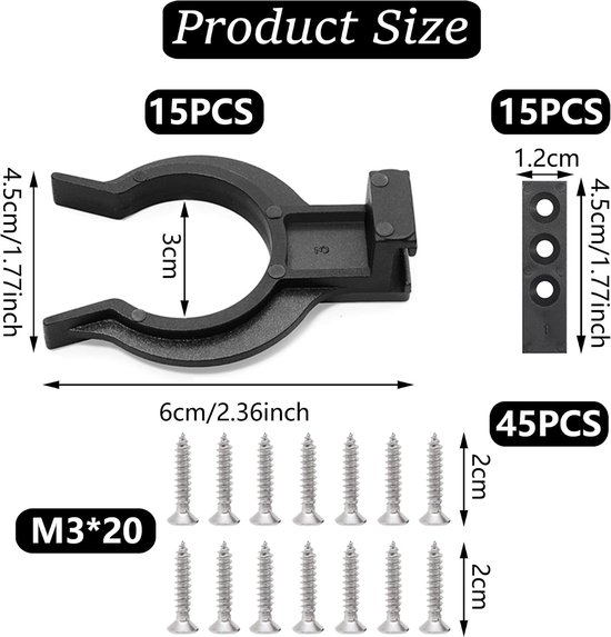 15 montageclips voor keukensokkel, sokkelclips met 45 schroeven, robuuste plinten, kickboard bevestigingsclips voor 32-42 mm voeten — afbeelding 5