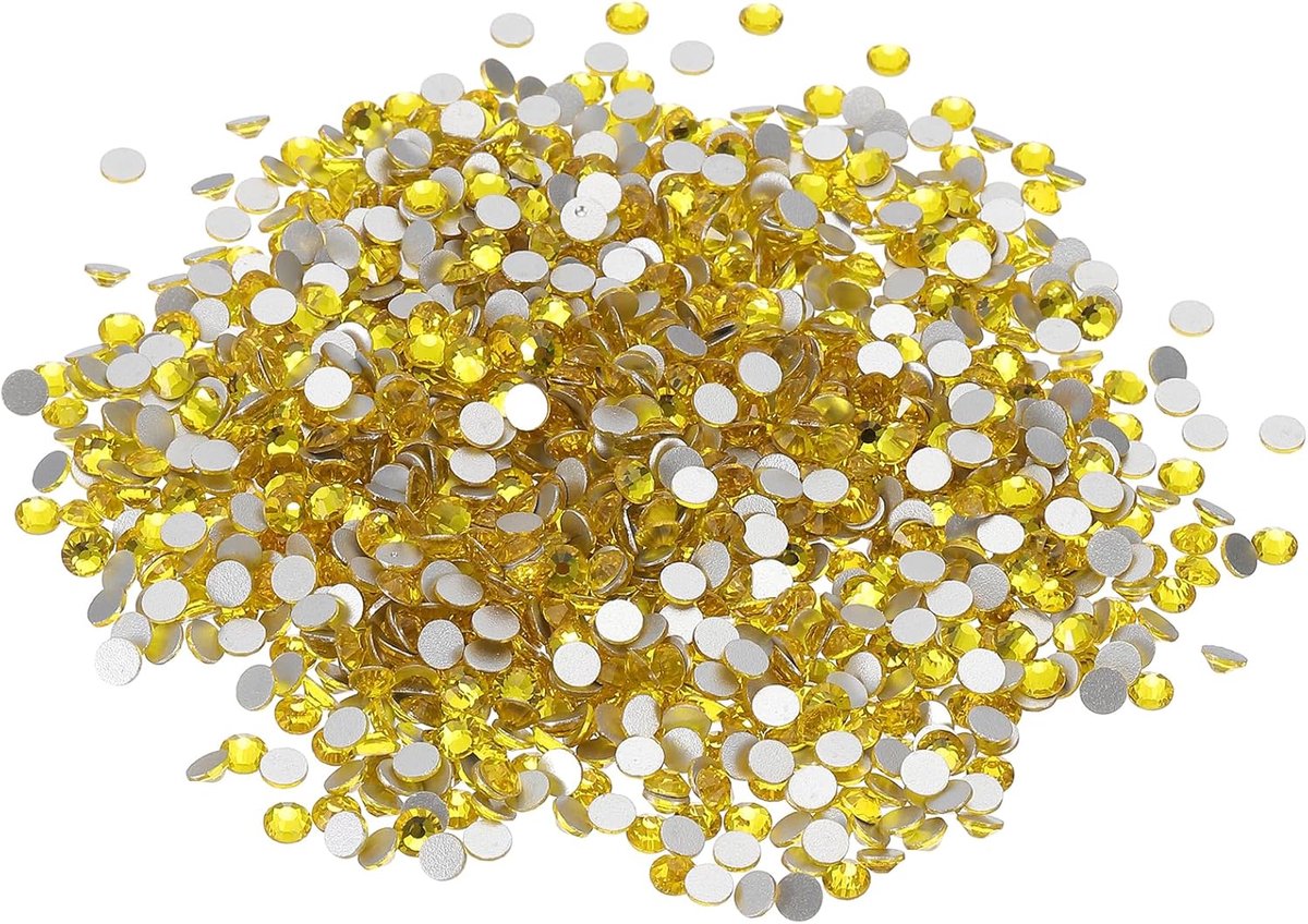 Strassteentjes, glitterstenen om te knutselen en strass, voor knutselen, kostuums, make-up, geel