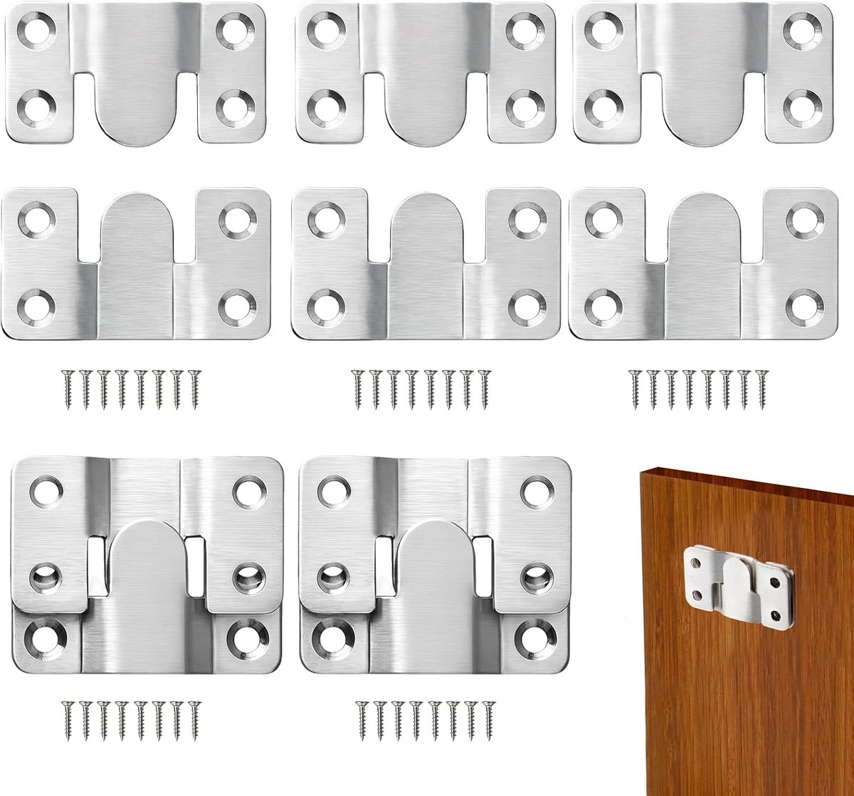10 stuks verborgen bevestigingen voor inbouw, bevestiging van hangmeubels, set met haken voor frames van roestvrij staal, bevestigingshaken voor zwaar frame voor spiegels en meubels