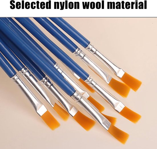 40 Blauwe staafborstels, nylon borstels, knutselborstels, platte kwasten, detailborstels, geschikt voor kinderen, beginnende schilders — afbeelding 2
