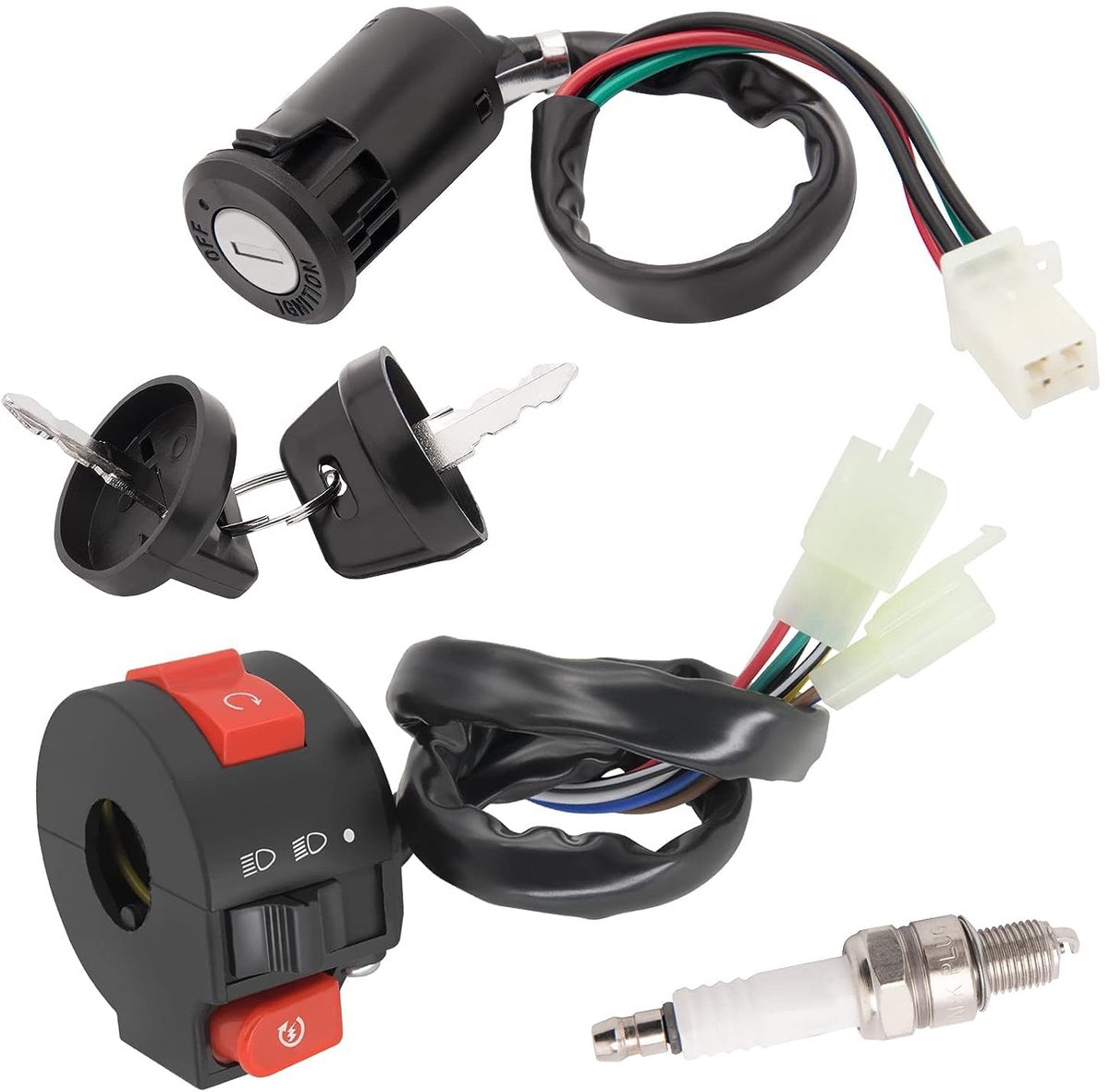 4 draden contactsleutel met dop + 3 functies linker startschakelaar + bougie voor 50cc 70 cc 90cc 110 cc 125cc 150cc TaoTao SUNL Chinese ATV Quad 4 Wheeler Apollo crossmotor scooteronderdelen