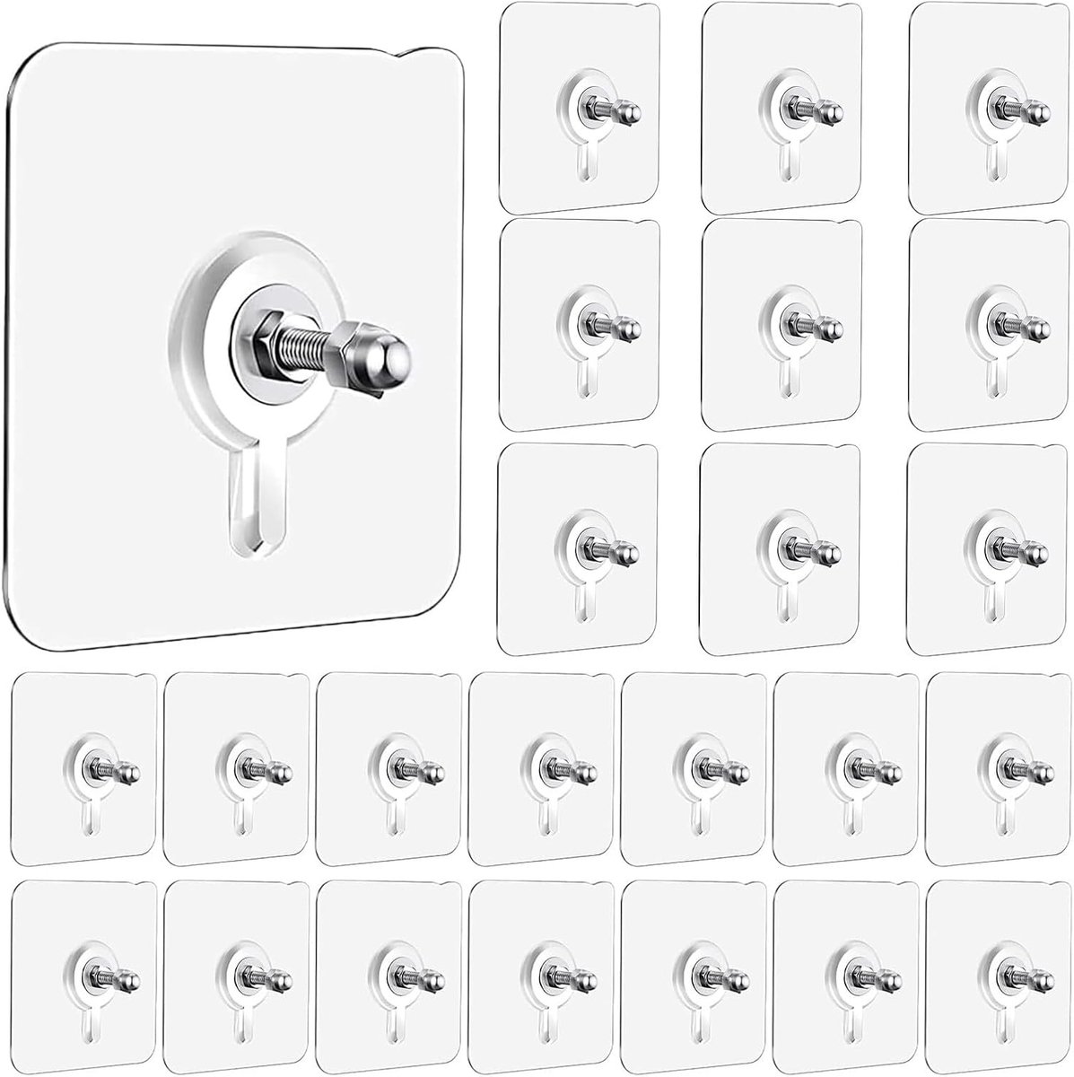 24 stuks nagelstickers voor foto's, wandhaken, stickers voor foto's, ophangen, afbeeldingen zonder nagels, transparant, zelfklevende haken, schroef voor lijsten en planken