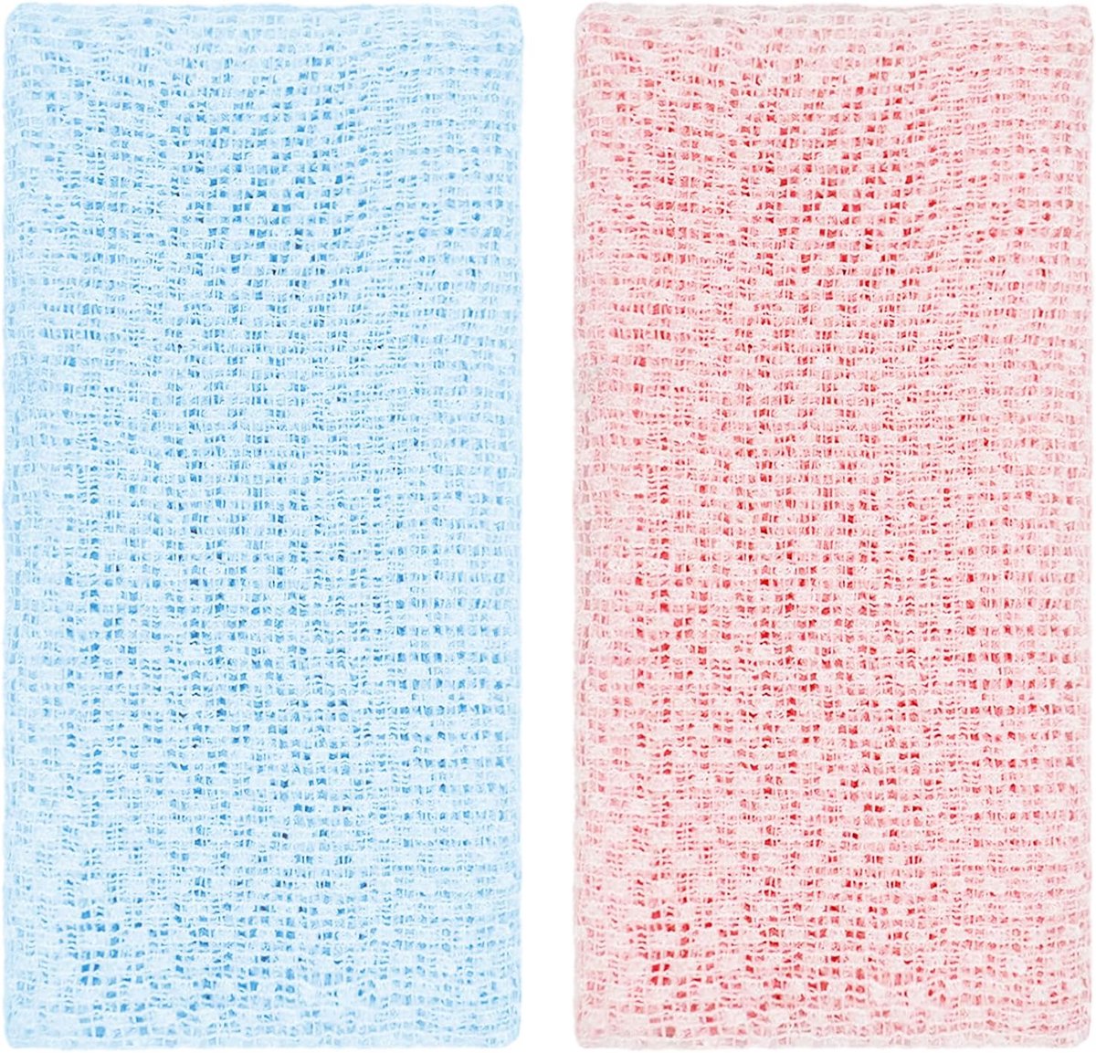 2 stuks Japanse rugschrobber, exfoliërende douchehanddoek, extra lang exfoliërend washandje voor het verwijderen van dode huidcellen, scrubben, douche, spa schrobhandschoen badaccessoires (blauw, roze