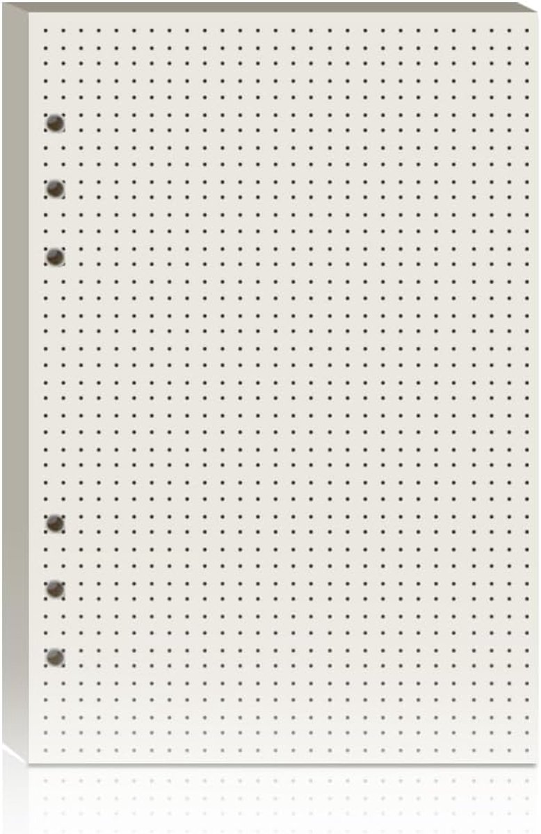 60 vellen A5 gestippeld rasterpapier 6-gaats ringband | Navulpapier, geschikt voor notitieboeken en dagboeken (21 x 14,5 cm)