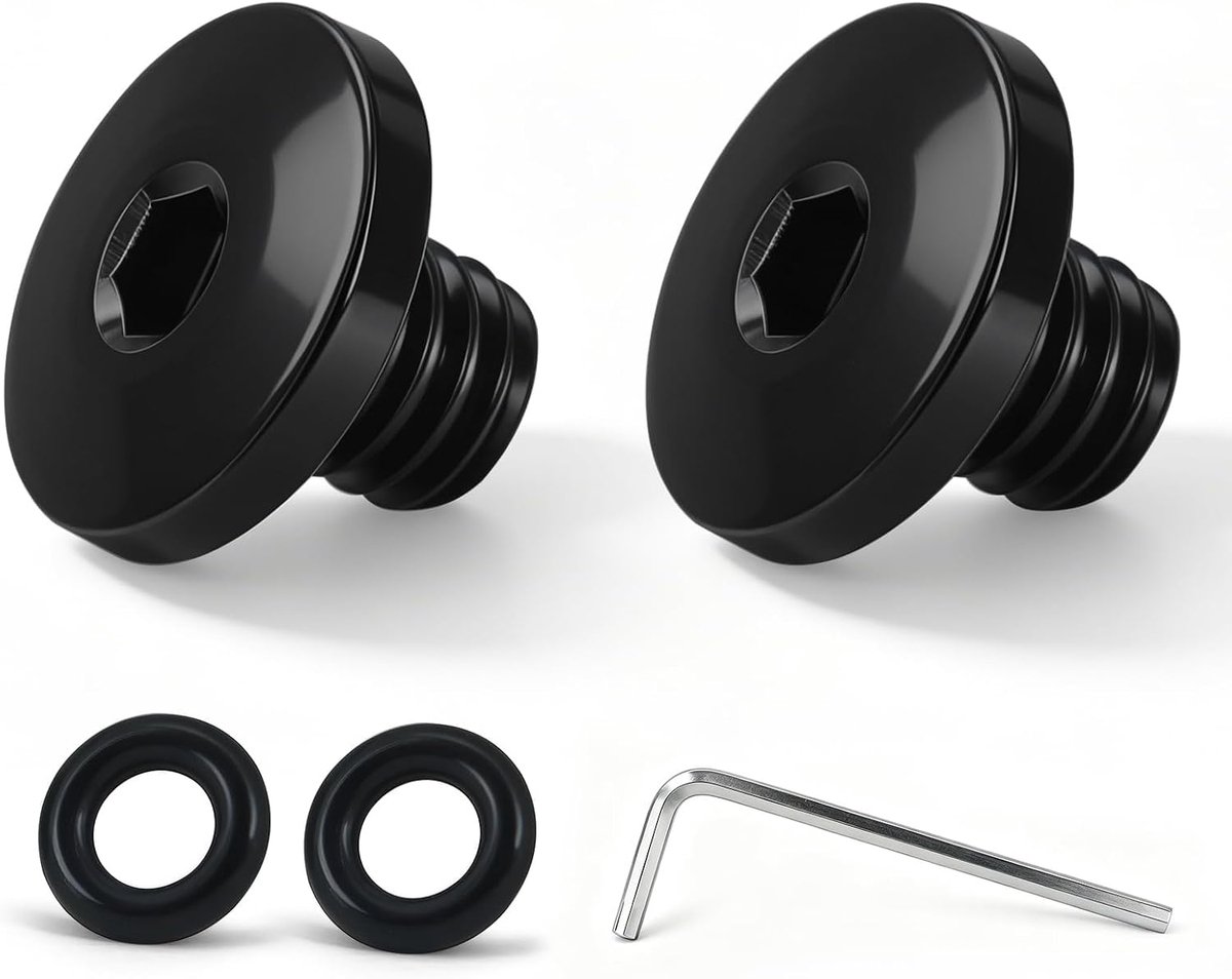 Ontluchtingsbout voor Shimano Hydraulische Remmen, Titanium TC4 zwart M5 x 10 mm, 2x Schroeven met O-Ring En Inbussleutel, Oliestop voor Shimano XT SLX Zee Deore LX, Fietsservice, Onderdelen