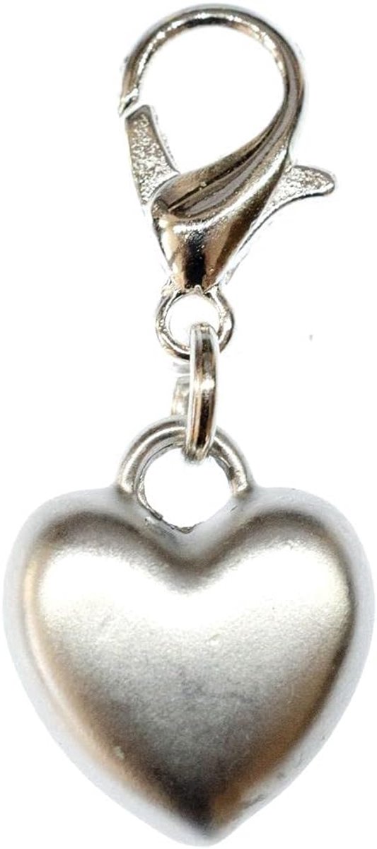 Hart Bedel Hanger voor Armband Armband Valentijnsdag Harten Liefde Zilver 3D 12mm
