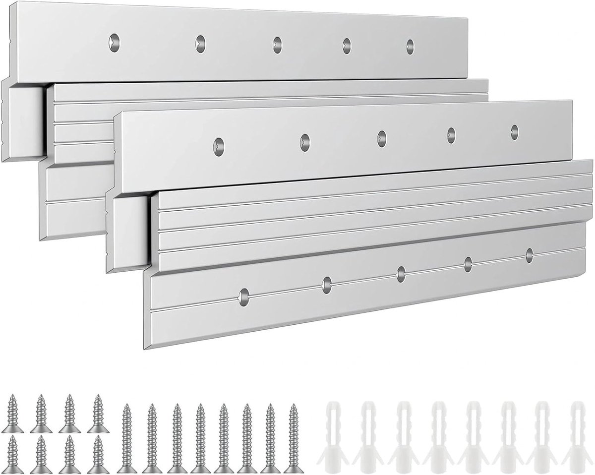 4 stuks versterkt Z-profiel aluminium van aluminiumlegering, 12 inch | Hangkasthouder voor foto's, French Cleat lijsten voor posters en fotolijsten